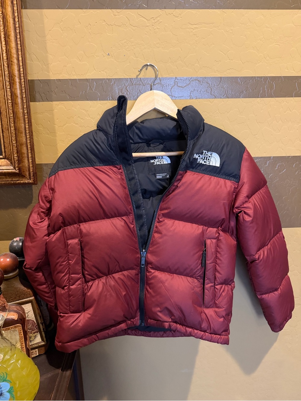 The North Face' Burgundy & Black Puffer Jacket